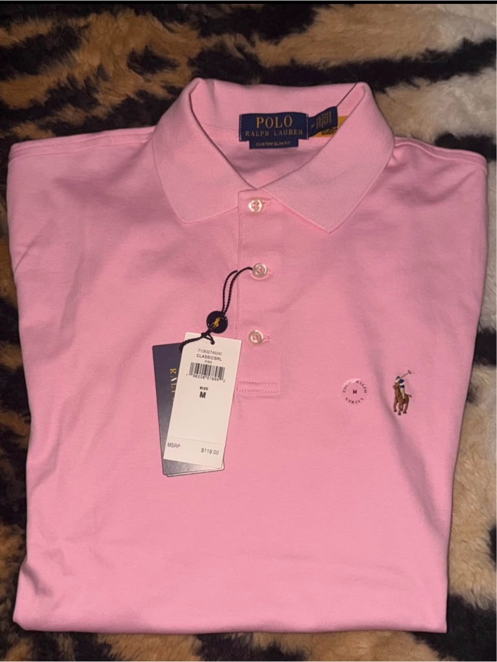Ralph Lauren Men’s Pink Polo Shirt with Embroidered Pony M